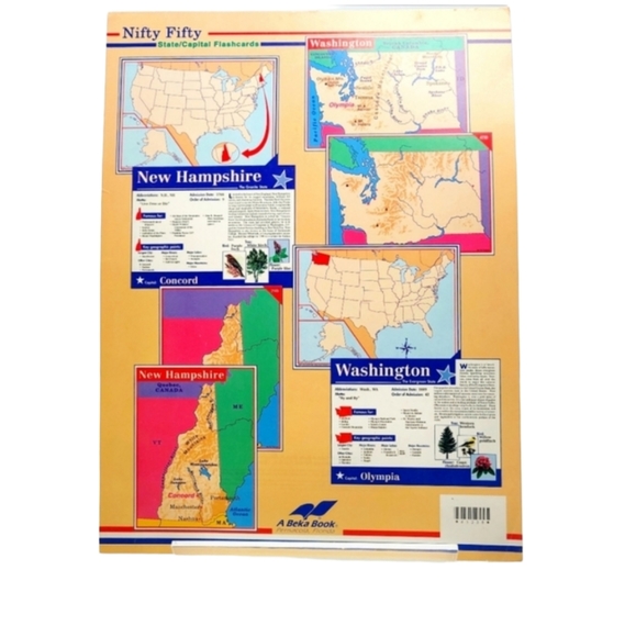 A Beka 9"x12" Nifty Fifty 100 State/Capital Flashcards - Picture 3 of 9